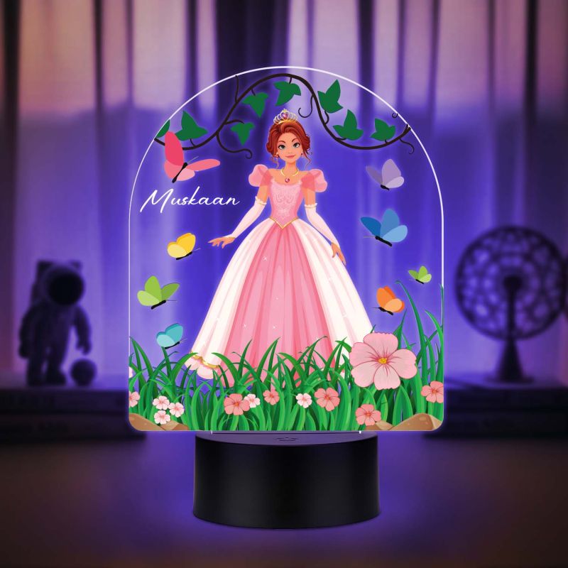 Personalized Princess Doll LED Night Lamp with Automatic Color Changing Light Return Gift Birthday Gift for Girls Kids Room Decor Light